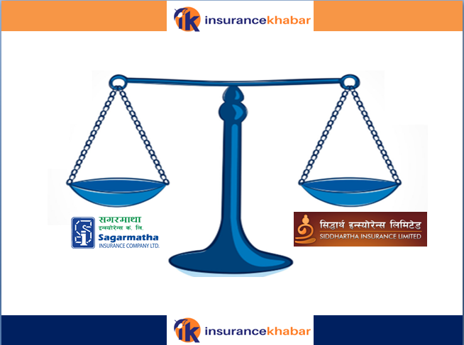 सिद्धार्थ इन्स्योरेन्स र सगरमाथा इन्स्योरेन्सलाई दाजेर हेर्दा