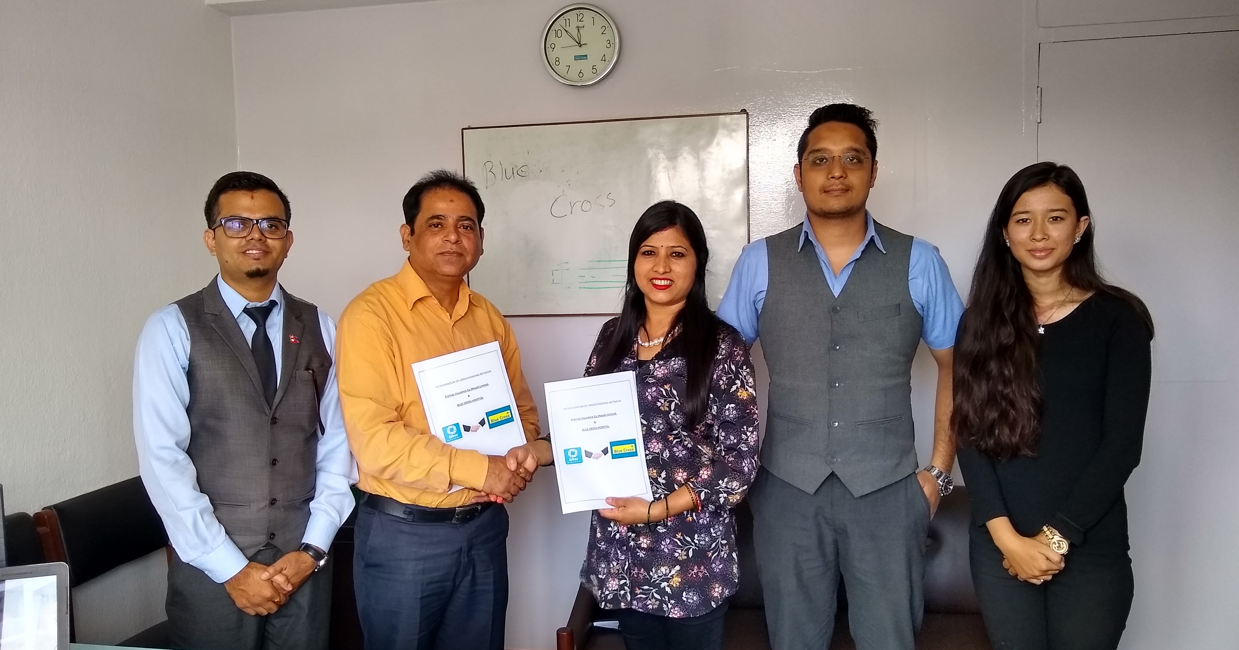 प्रिमियर इन्स्योरेन्स र ब्लु क्रस हस्पिटल बिच बीमा सेवा प्रदान गर्ने सम्झौता