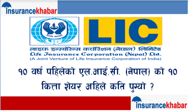 १० वर्ष पहिलेको एल.आई.सी. (नेपाल) को १० कित्ता शेयर अहिले कति पुग्यो ?