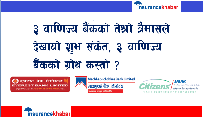 ३ वाणिज्य बैंकको तेश्रो त्रैमासले देखायो शुभ संकेत, ३ वाणिज्य बैंकको ग्रोथ कस्तो ?