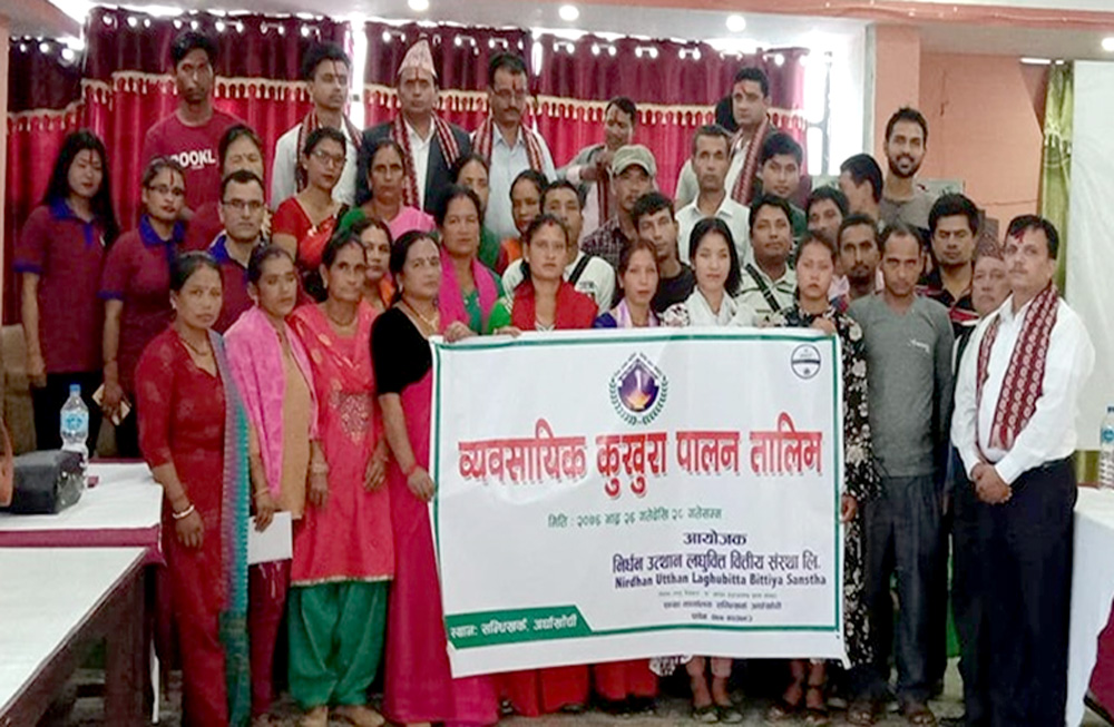 निर्धन उत्थान वित्तीय संस्थाद्धारा व्यवसायिक कुखुरा पालन तालिम शुरु