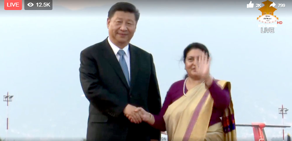 चिनियाँ राष्ट्रपतिको विमानस्थलमा भव्य स्वागत (लाईभ भिडियोसहित)