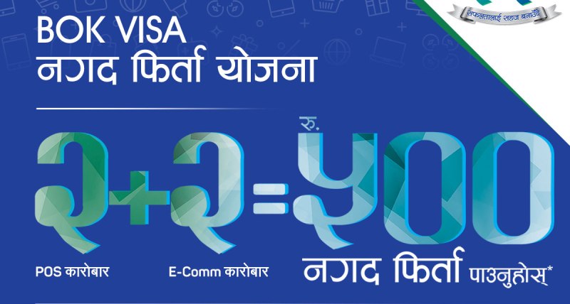 बैंक अफ काठमाण्डूले ल्यायो भिसा नगद फिर्ता योजना