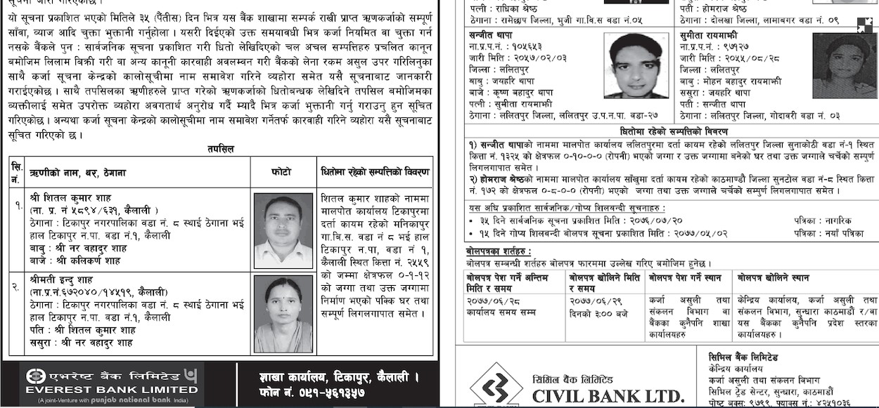 महामारीकै बीचमा धमाधम धितो लिलाम गर्दै बैंक