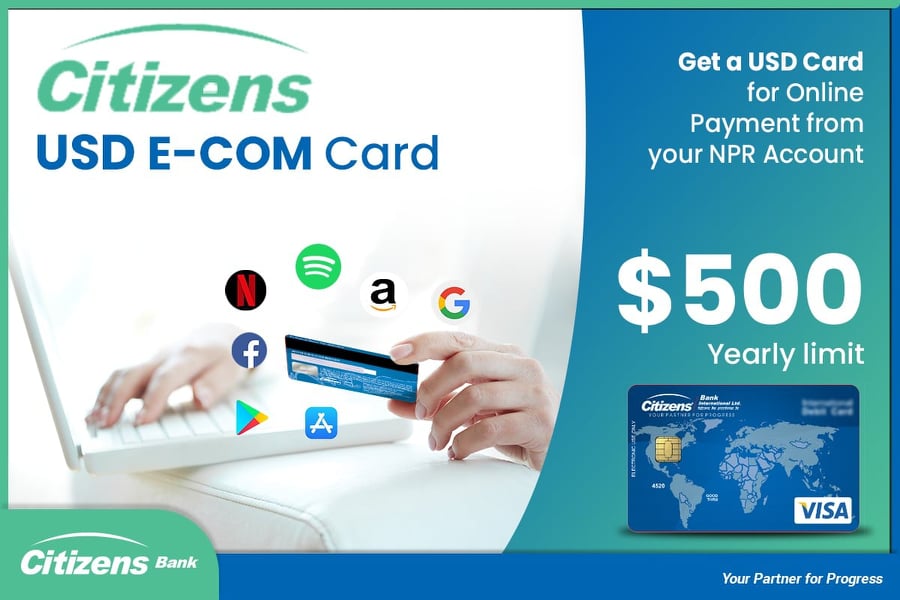 सिटिजन्स बैंकको यूएसडी ई–कम कार्डको शुरुवात