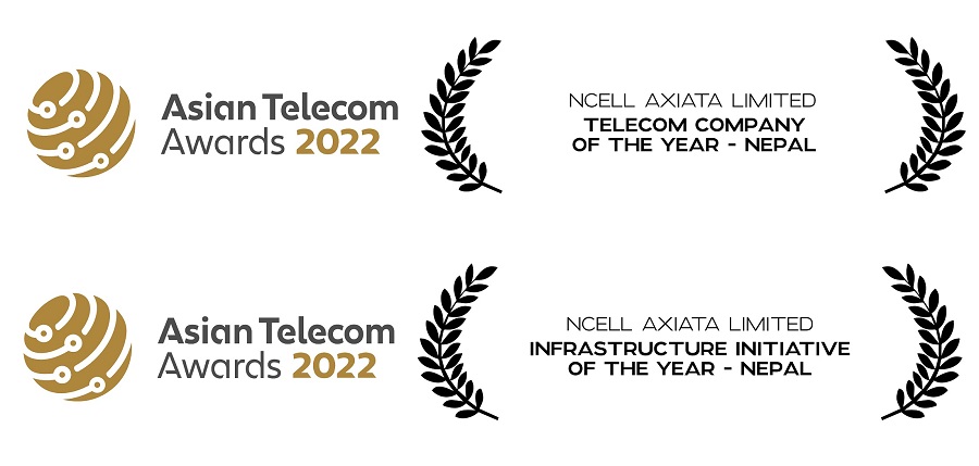 एसियन टेलिकम अवार्ड २०२२ बाट एनसेल सम्मानित