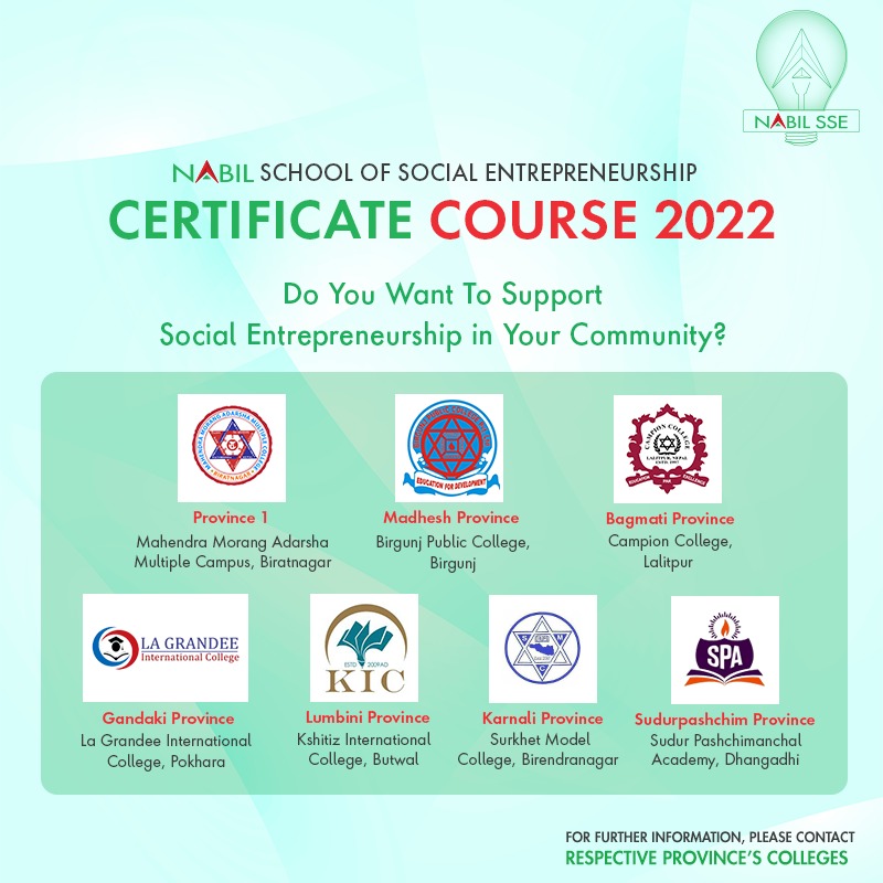 नबिल एसएसई अन्तर्गत सामाजिक उद्यम प्रबद्र्धनका लागि सातै प्रदेशमा खुल्यो आवेदन
