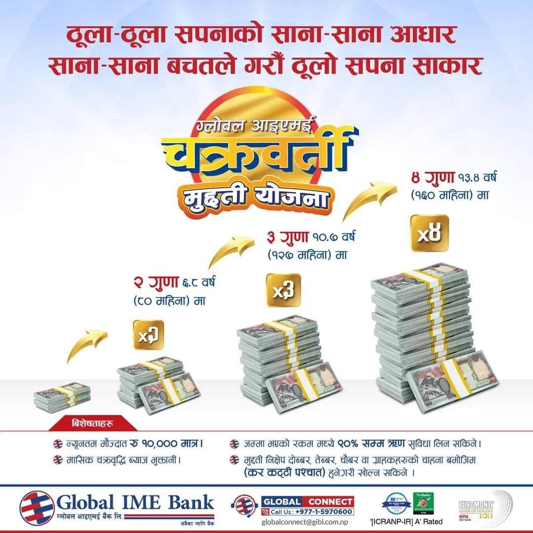 ग्लोबल आइएमईको ‘चक्रवर्ती मुद्धती योजना’ मा फाइदै फाइदा