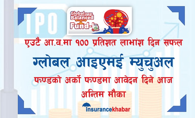 एउटै आवमा १००% लाभांश दिन सफल ग्लोबल आइएमई म्युचुअल फण्डको अर्को फण्डमा आवेदन  दिने आज अन्तिम मौका