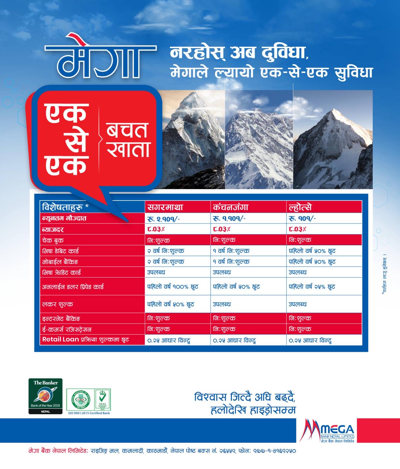 मेगा बैंकको ‘एक–से–एक बचत खाता’ सञ्चालनमा