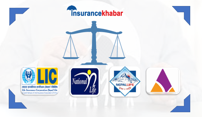नेपाल लाइफ, एलआइसी नेपाल, नेशनल र एशियन लाइफलाई दाँजेर हेर्दा (इन्फोग्राफिक सहित)