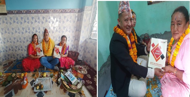 आइएमई लाइफका एजेन्सी म्यानेजर श्रेष्ठ र गुरुङको भाइटिकामा दिदीबहिनीलाई बीमा पोलिसी उपहार