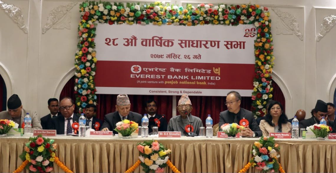 एभरेष्ट बैंकको २८औं वार्षिक साधारण सभा सम्पन्न, प्रस्तावित लाभांश पारित