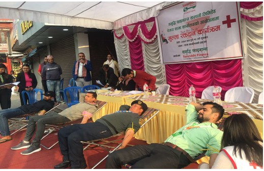 समृद्धि फाइनान्सको तीन शाखाद्धारा रक्तदान कार्यक्रम सम्पन्न