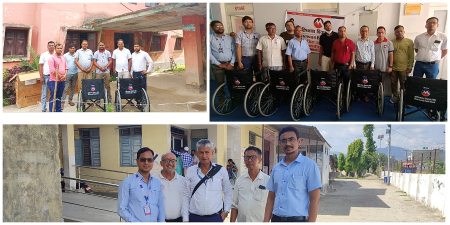 मधेस प्रदेशका विभिन्न जिल्लामा मुक्तिनाथ विकास बैंकले वितरण गर्यो ह्विलचियर