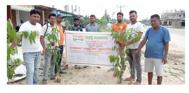 समृद्धि फाइनान्सको ५ शाखाले गर्यो बृक्षारोपण कार्यक्रम