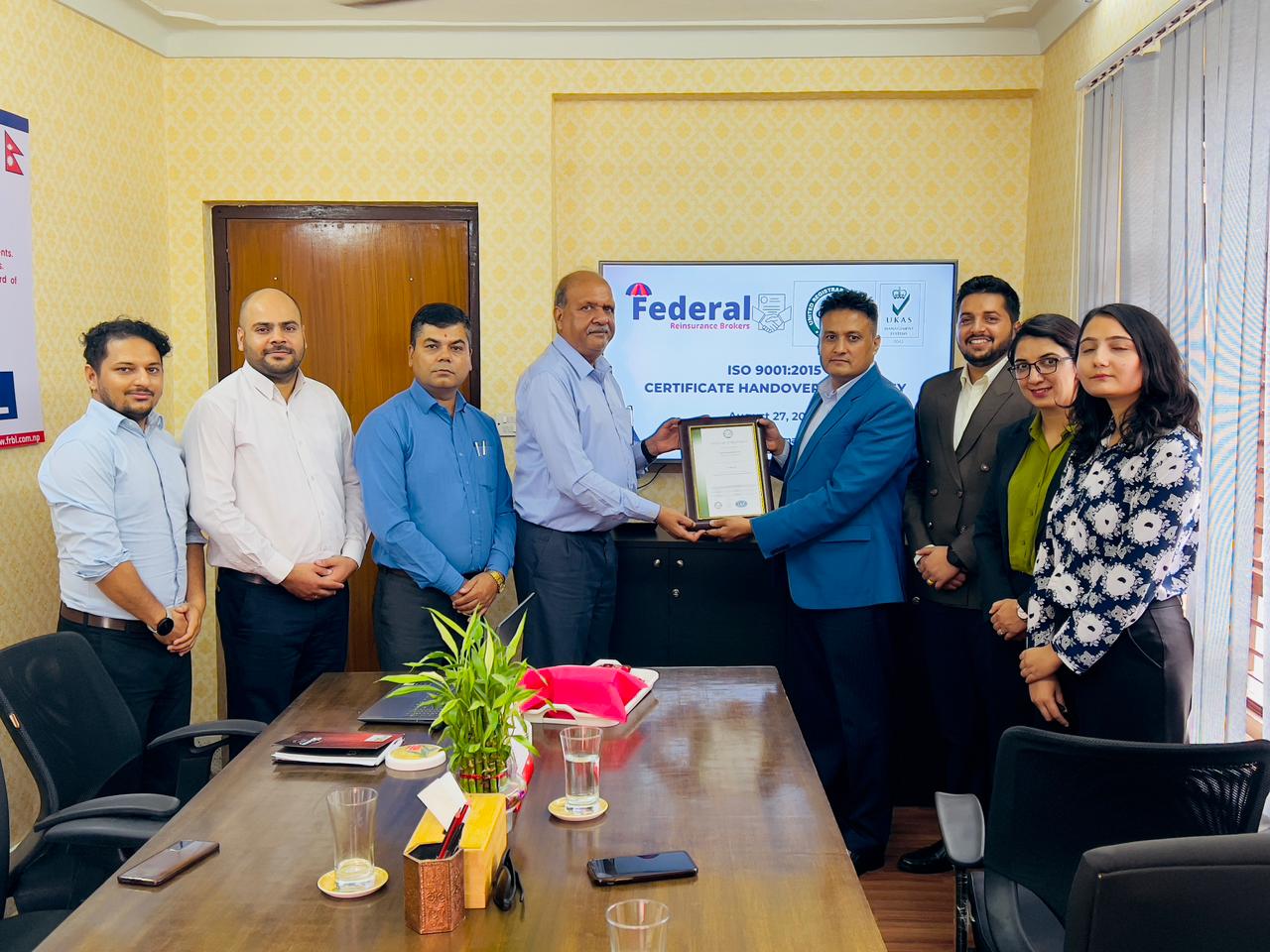 फेडेरल बन्यो आइएसओ गुणस्तर चिन्ह  प्राप्त गर्ने नेपालकै पहिलो पुनर्बीमा दलाल कम्पनी