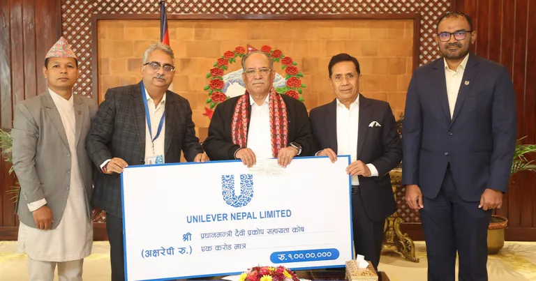 भूकम्प प्रभावितलाई युनिलिभर नेपालले गर्यो १ करोड रुपैयाँ सहयोग