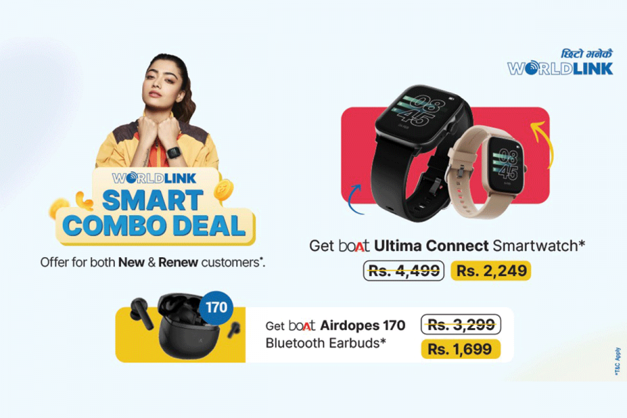 वर्ल्डलिंकले ल्यायो स्मार्ट कम्बो डिल अफर, स्मार्टवाच र एयरडप्समा ५०% सम्म छुट पाइने