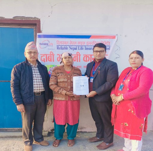 रिलायबल नेपाल लाइफद्धारा घातक रोग वापत १० लाख रुपैयाँ भुक्तानी