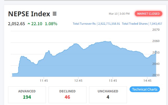 नेप्से २२ अंकले बढ्दा १९४ कम्पनीको मूल्य बढ्यो, लघुवित्तको शेयरमा लगानीकर्ता झुम्मिए