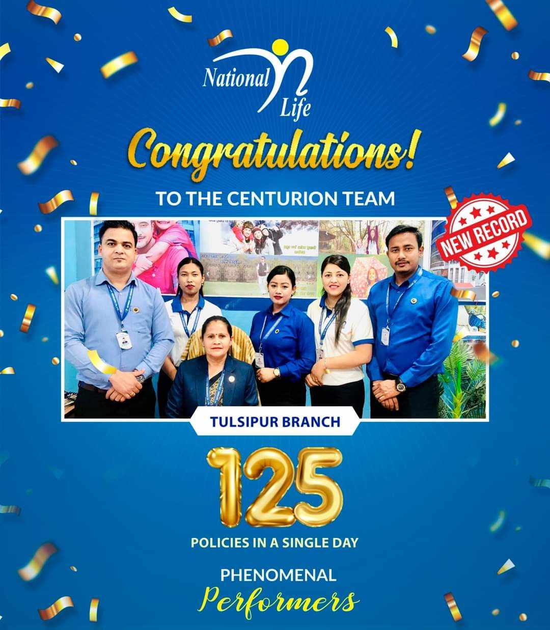 नेशनल लाइफको तुलसीपुर शाखाले एकैदिन बेच्यो १२५ बीमालेख