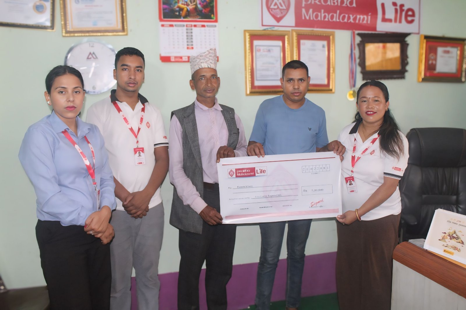 प्रभु महालक्ष्मी लाइफद्वारा घातक रोग वापतको बीमा दाबी भुक्तानी