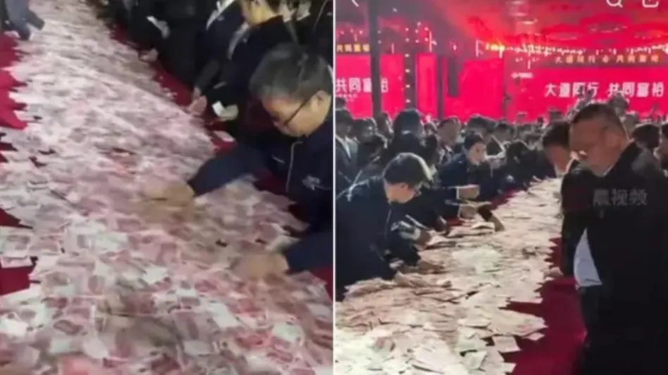 कर्मचारीलाई बोनस बाँड्ने अनौठो तरिका, टेबलमा अर्बौं रकम फिँजाएर जति सक्छौ लैजान भनियो (भिडियोसहित)