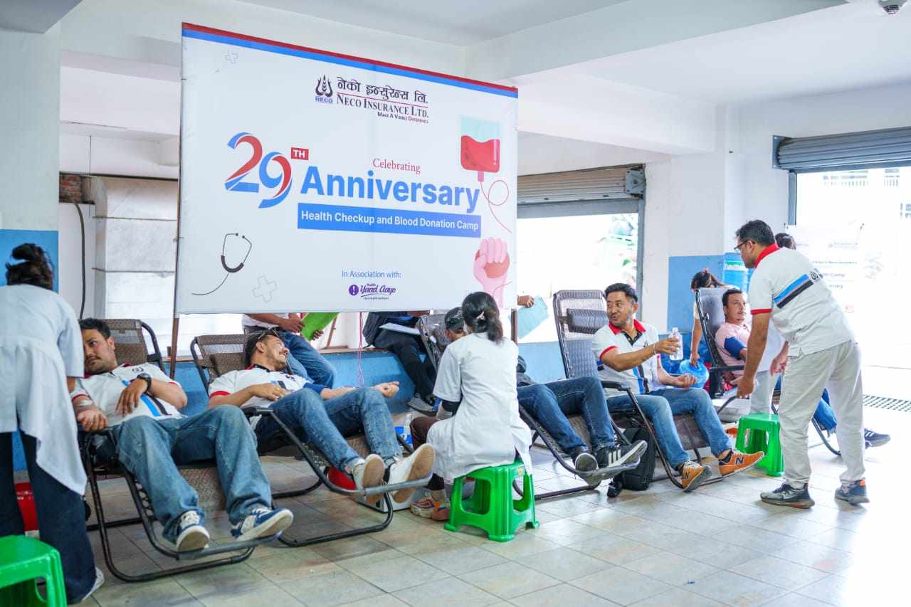 Health check-up and blood donation program on NECO Insurance anniversary