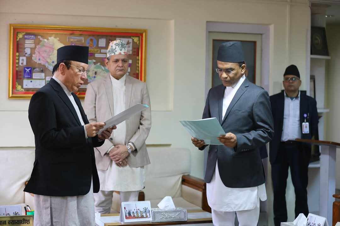 Newly appointed Governor Poudel takes oath of office and secrecy