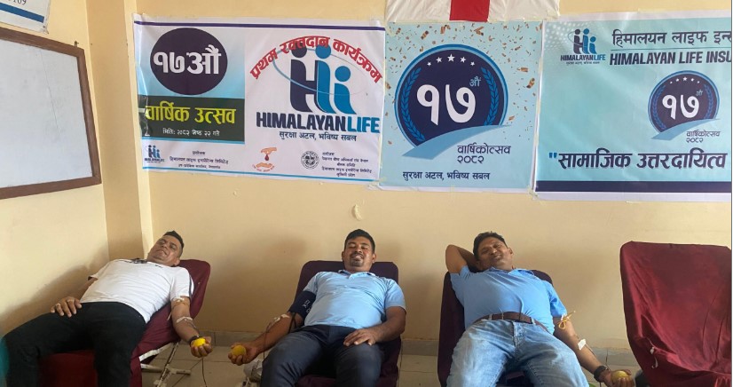 Professional Insurance Agents Association Insurer Committee Himalayan Life donates blood and distributes food items