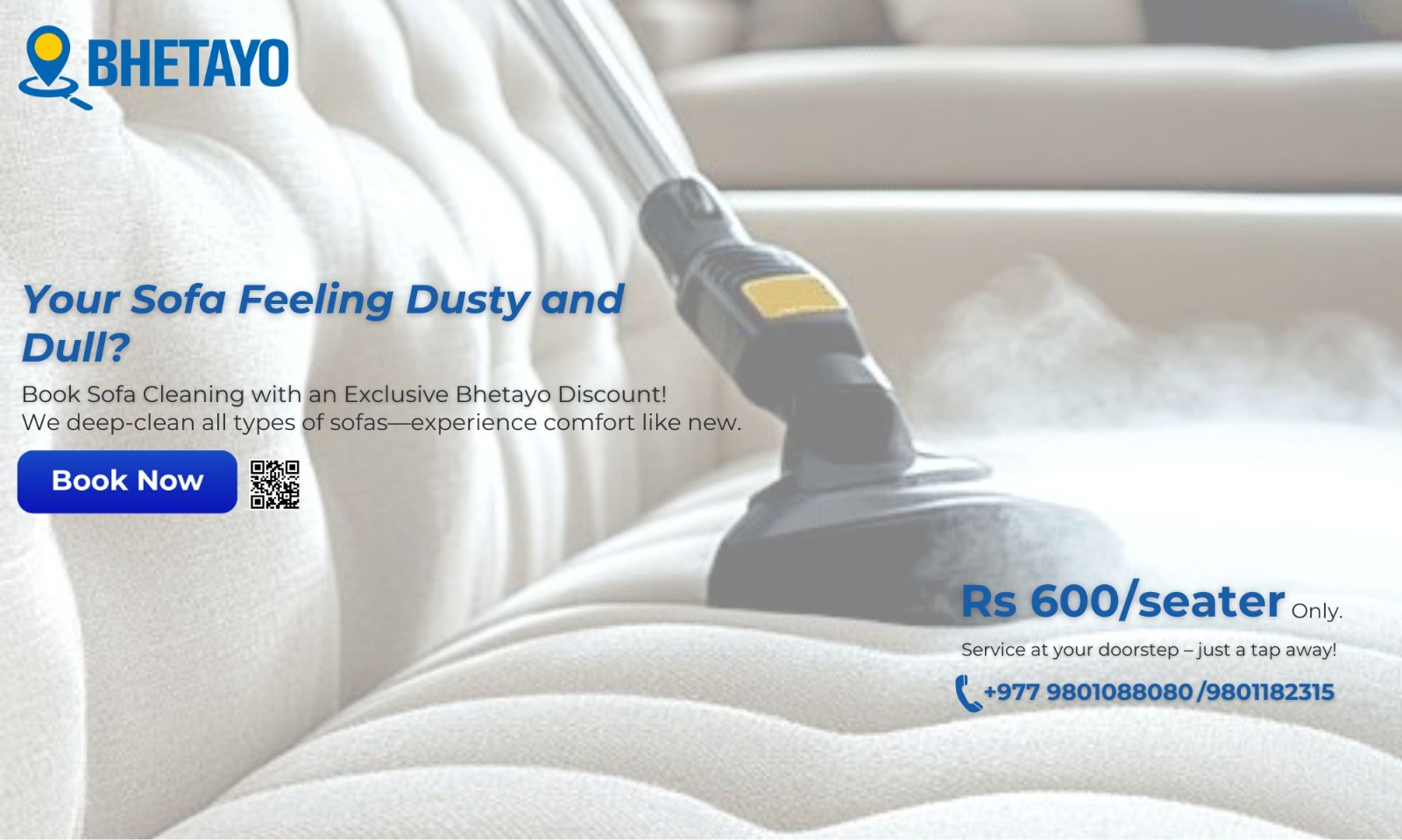 भेटायोको नयाँ अफर: सोफा सफाइमा अब मात्र रु ६००