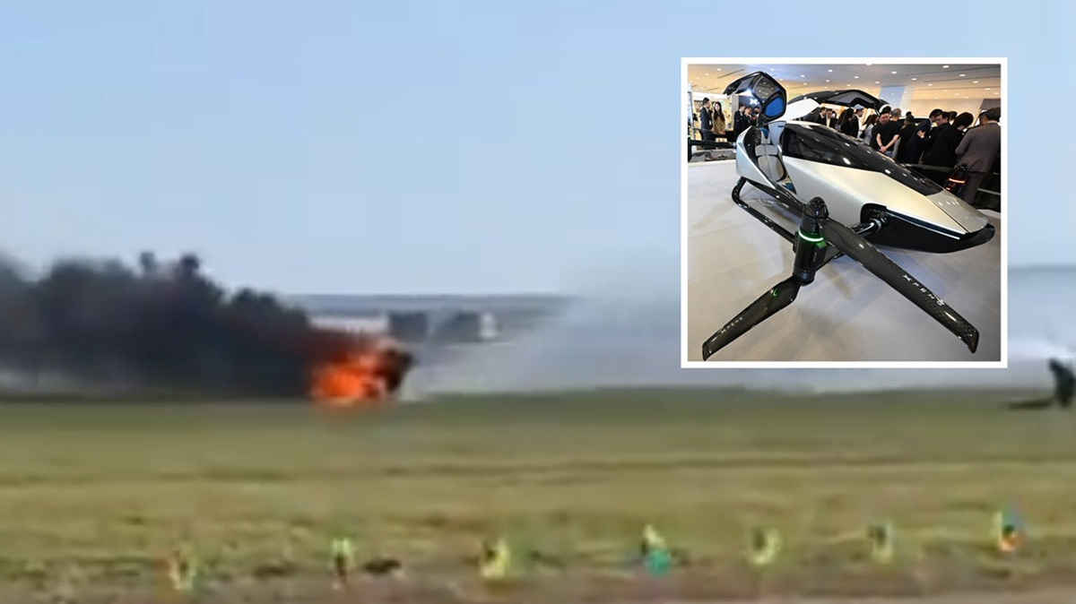 फ्लाइङ कारको भविष्यमा खतराको घन्टीः चीनमा दुई फ्लाइङ कार ठोक्किएर आगो लाग्यो