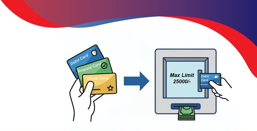 What is the limit for withdrawing cash from prepaid, debit and credit cards?
