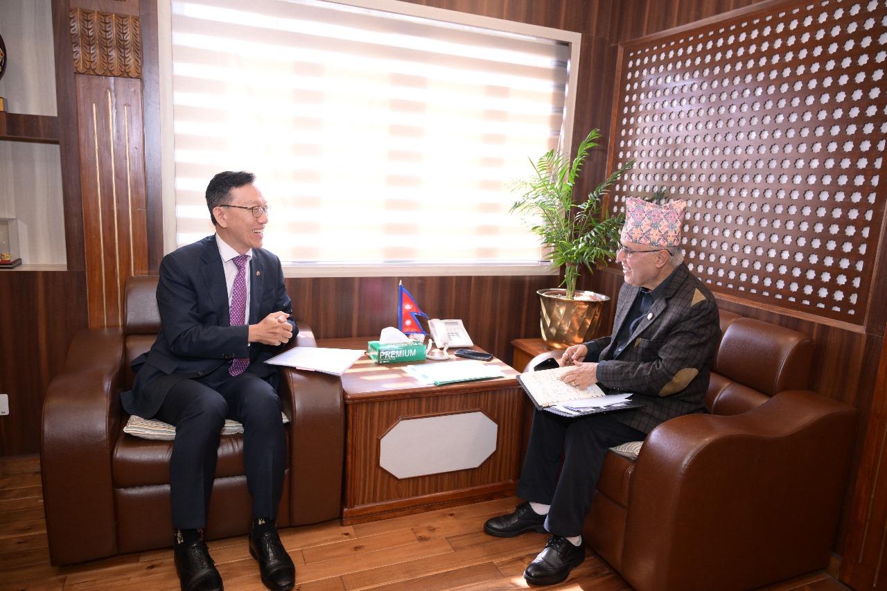 Finance Minister Khanal and Ambassador of Republic of Korea pay courtesy call on him